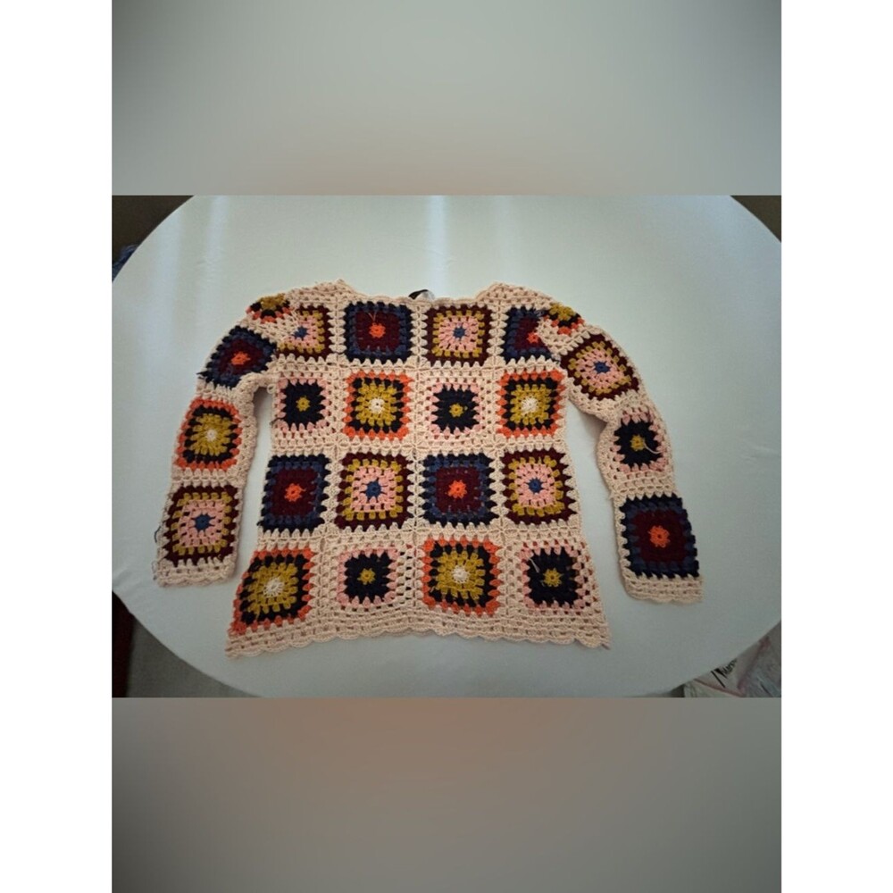 English Factory Saturday Sweater Boho Crochet Vintage Style Top Women's Small - Picture 13 of 13